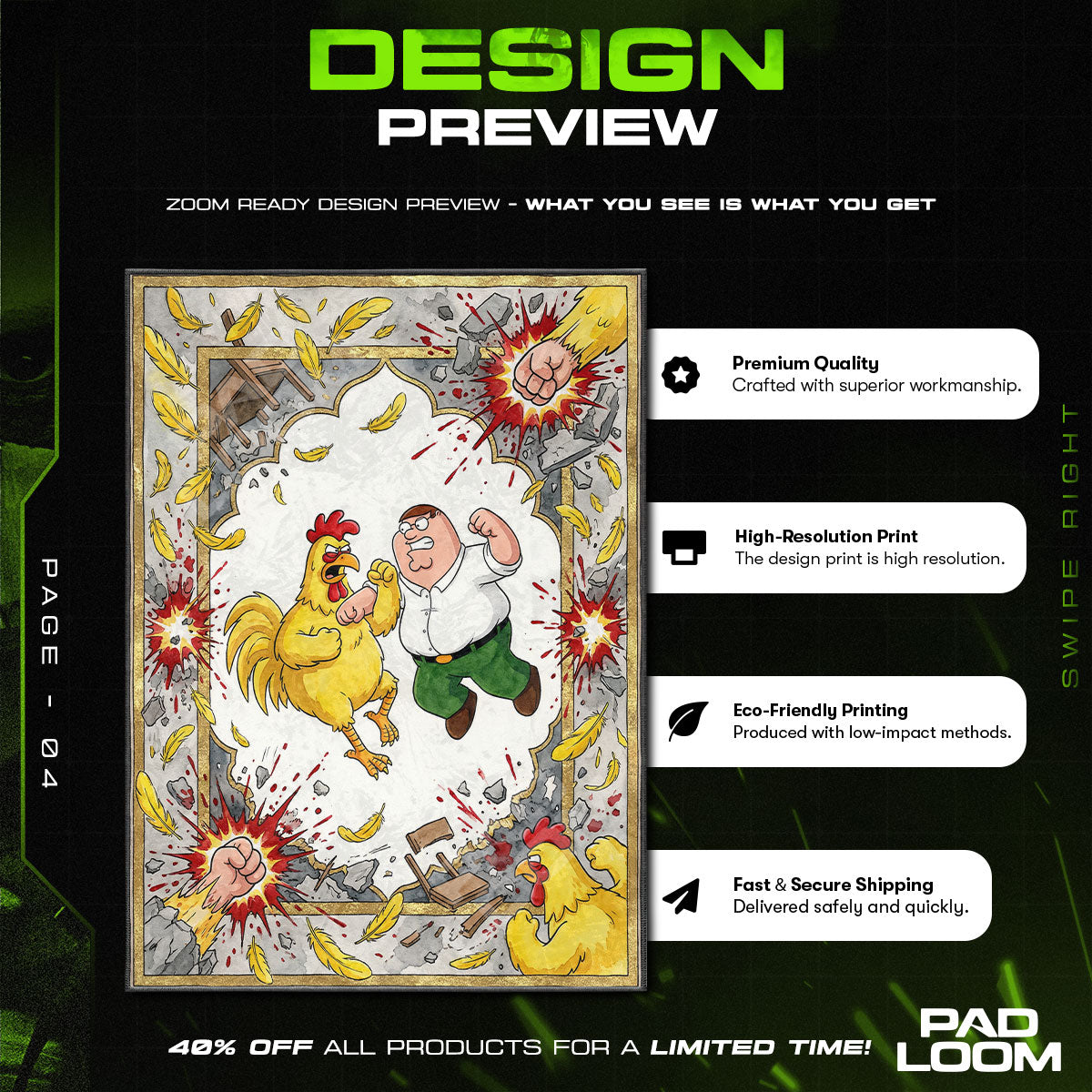Room character design printed on rug