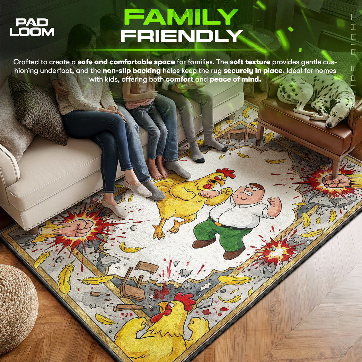 Peter area rug showing full home decor artwork