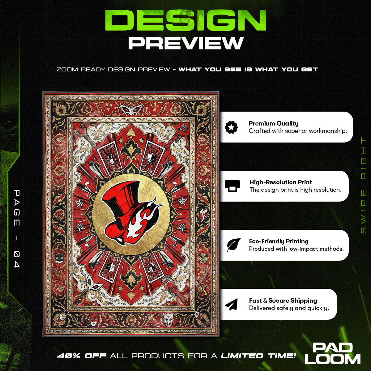 Phantom Thieves Logo Calling Card Rug - Persona 5 Chair Mat