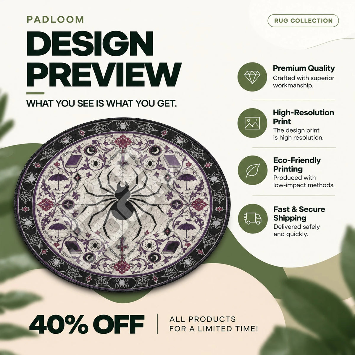 Phantom Troupe Cobweb Hunter x Hunter round rug full design preview