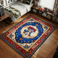Phila Liberty Bell rug in red white and blue with ornate star border and vintage crest design