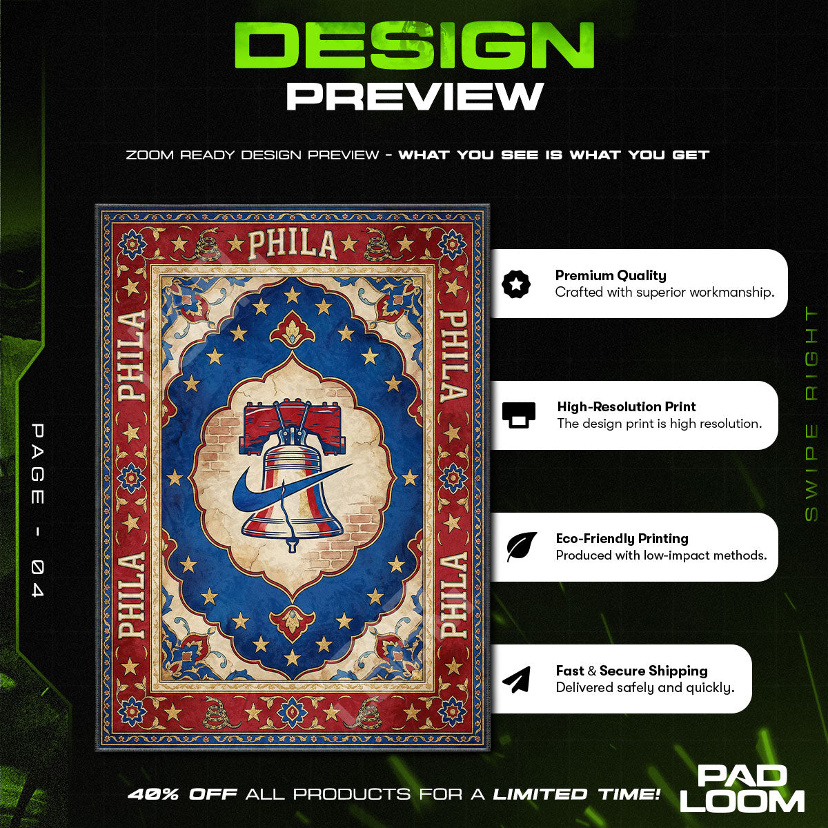 Phila Liberty Bell Crest Rug - Streetwear Floor Mat