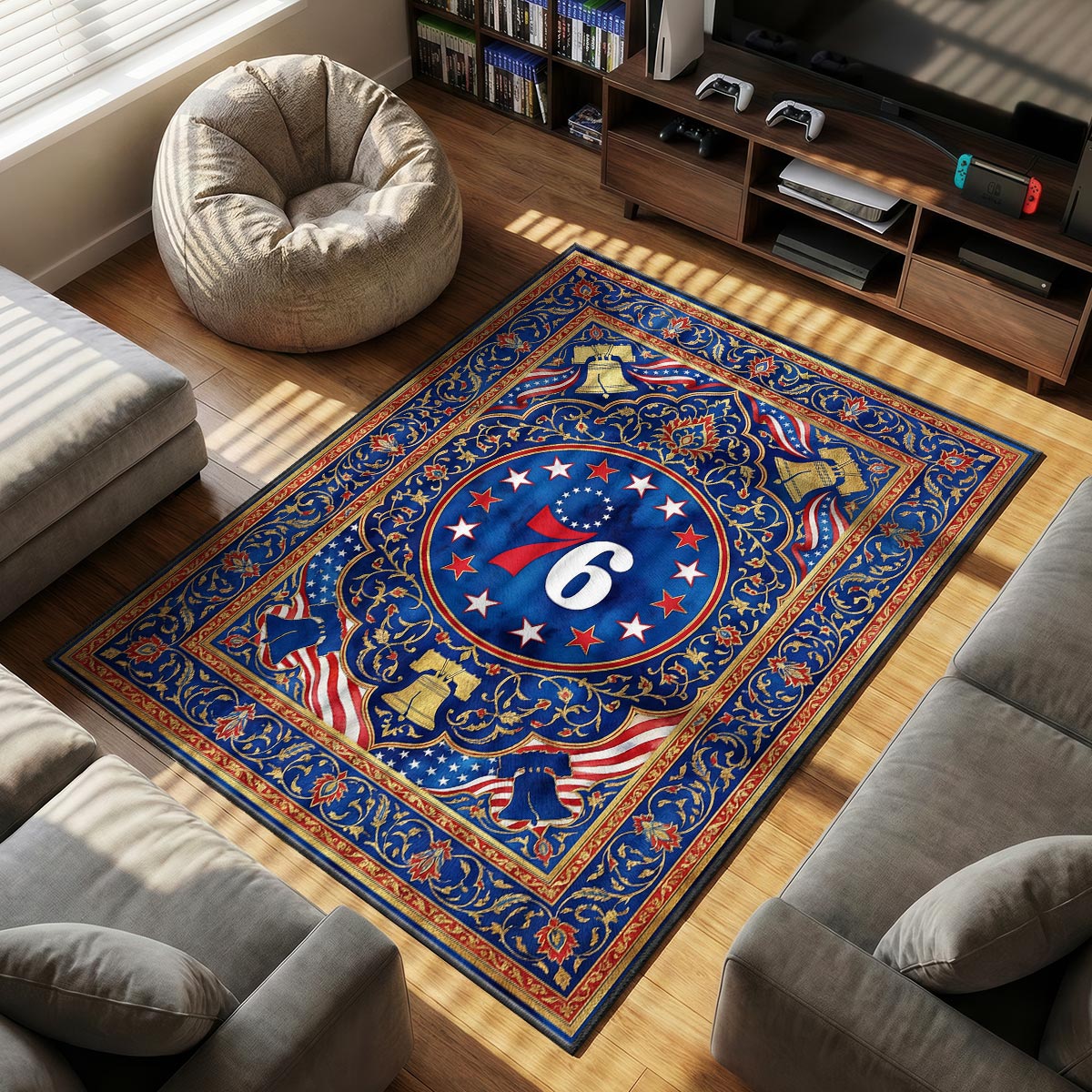 76ers Liberty themed area rug for home decor fans