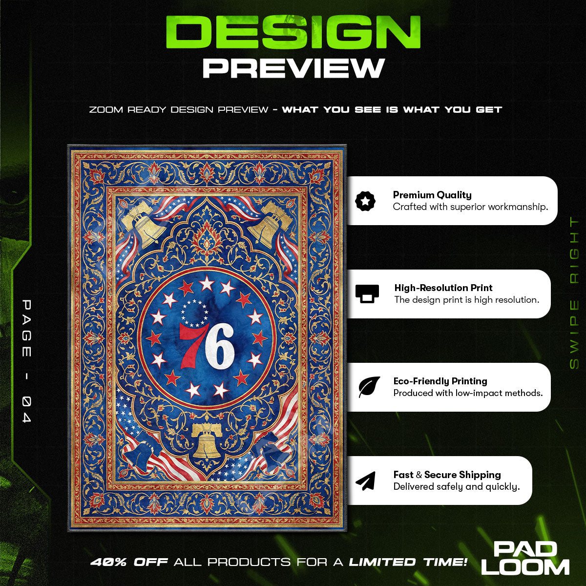 Floor character design printed on rug