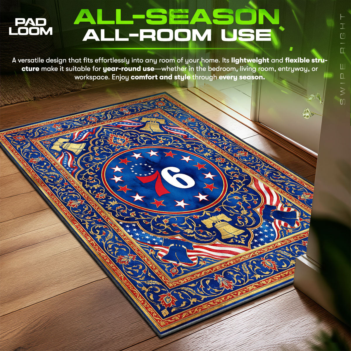 76ers Liberty Bell Hypebeast Floor fan rug — premium quality print