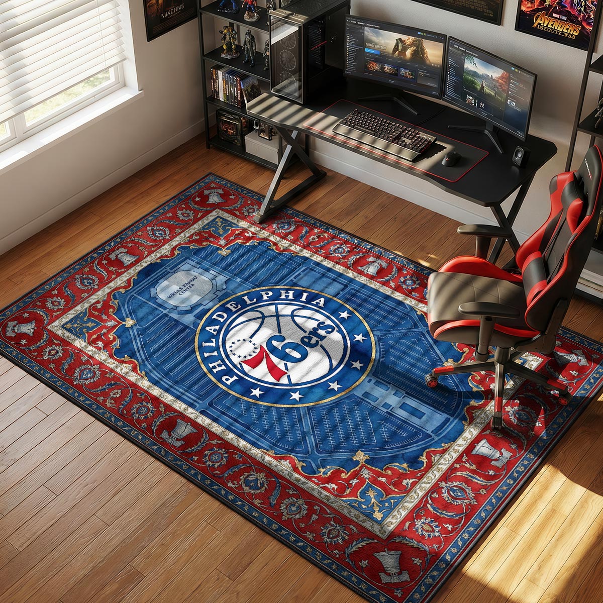 Philadelphia 76ers Map Basketball Floor rug — main product view