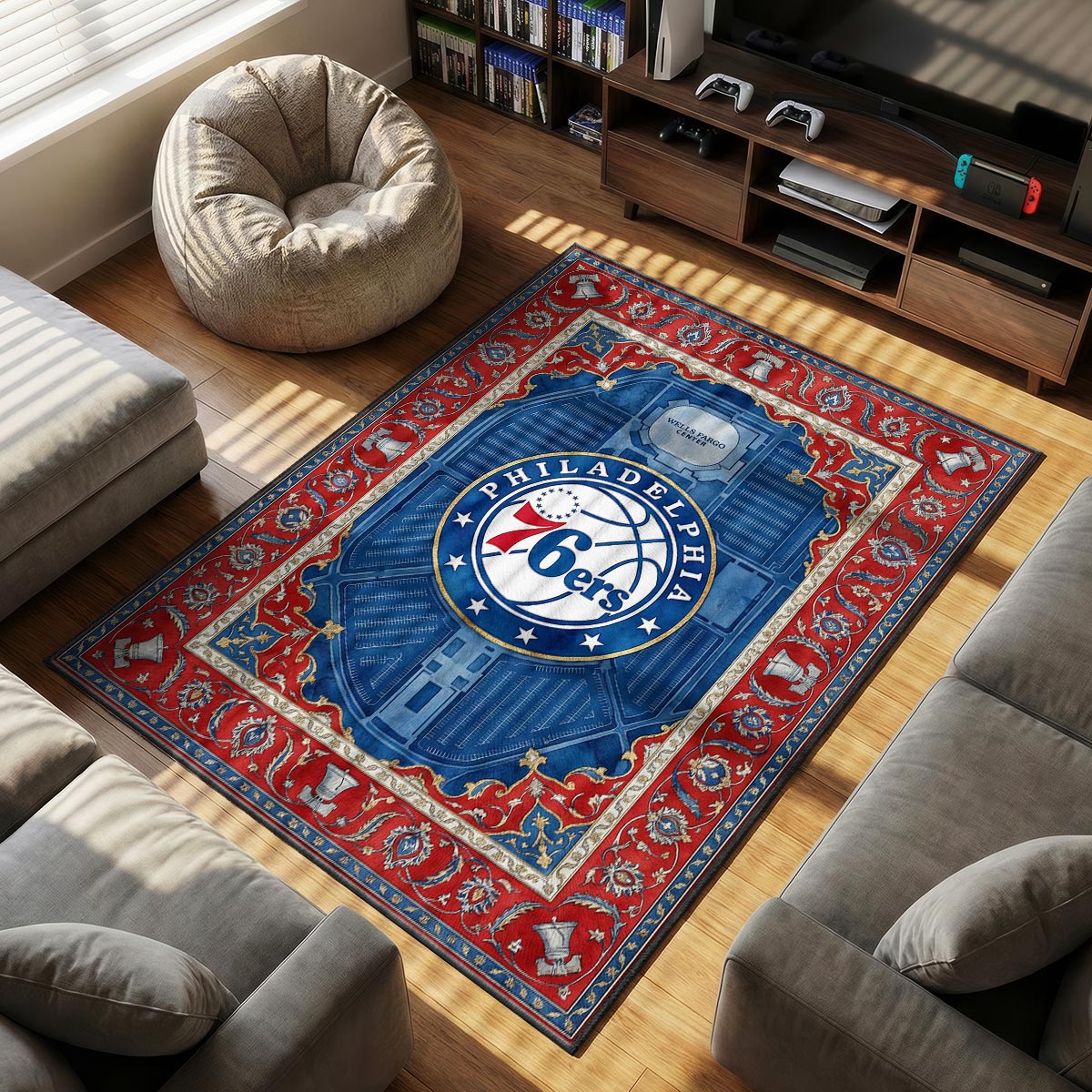 Philadelphia 76ers themed area rug for home decor fans