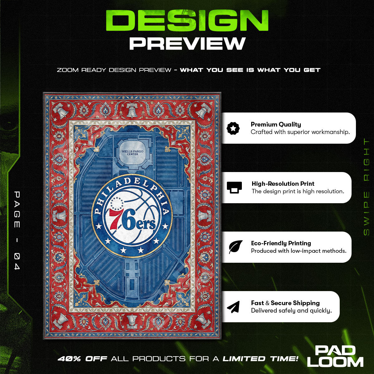 Floor character design printed on rug