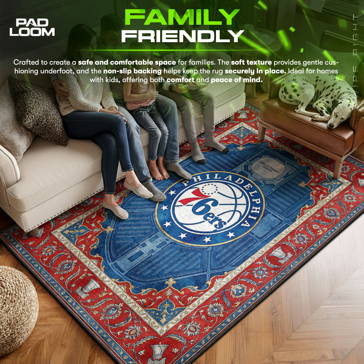 Philadelphia area rug showing full home decor artwork