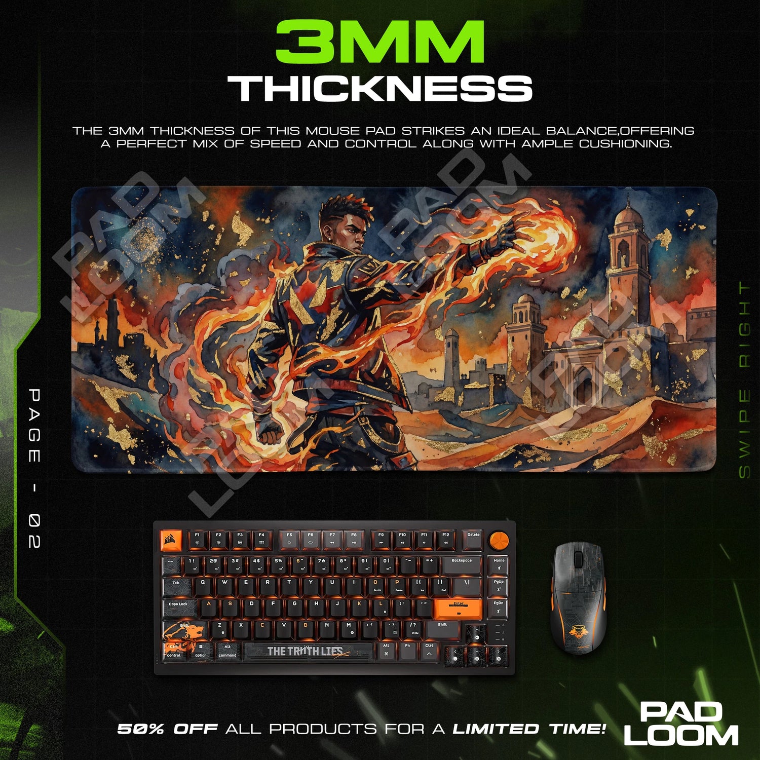 Phoenix Blazing Fist Mouse Pad - Valorant Desk Mat