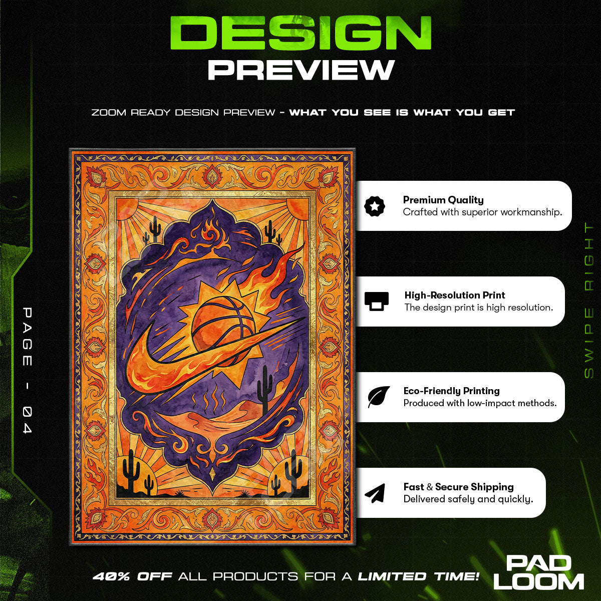Floor character design printed on rug