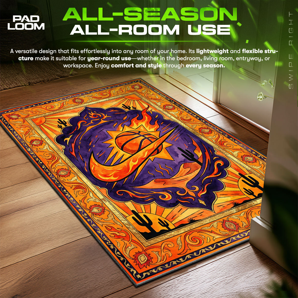 Phoenix Suns Desert Flame Hypebeast Floor fan rug — premium quality print