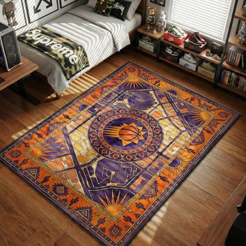 Phoenix Suns downtown arena map purple and orange hypebeast area rug