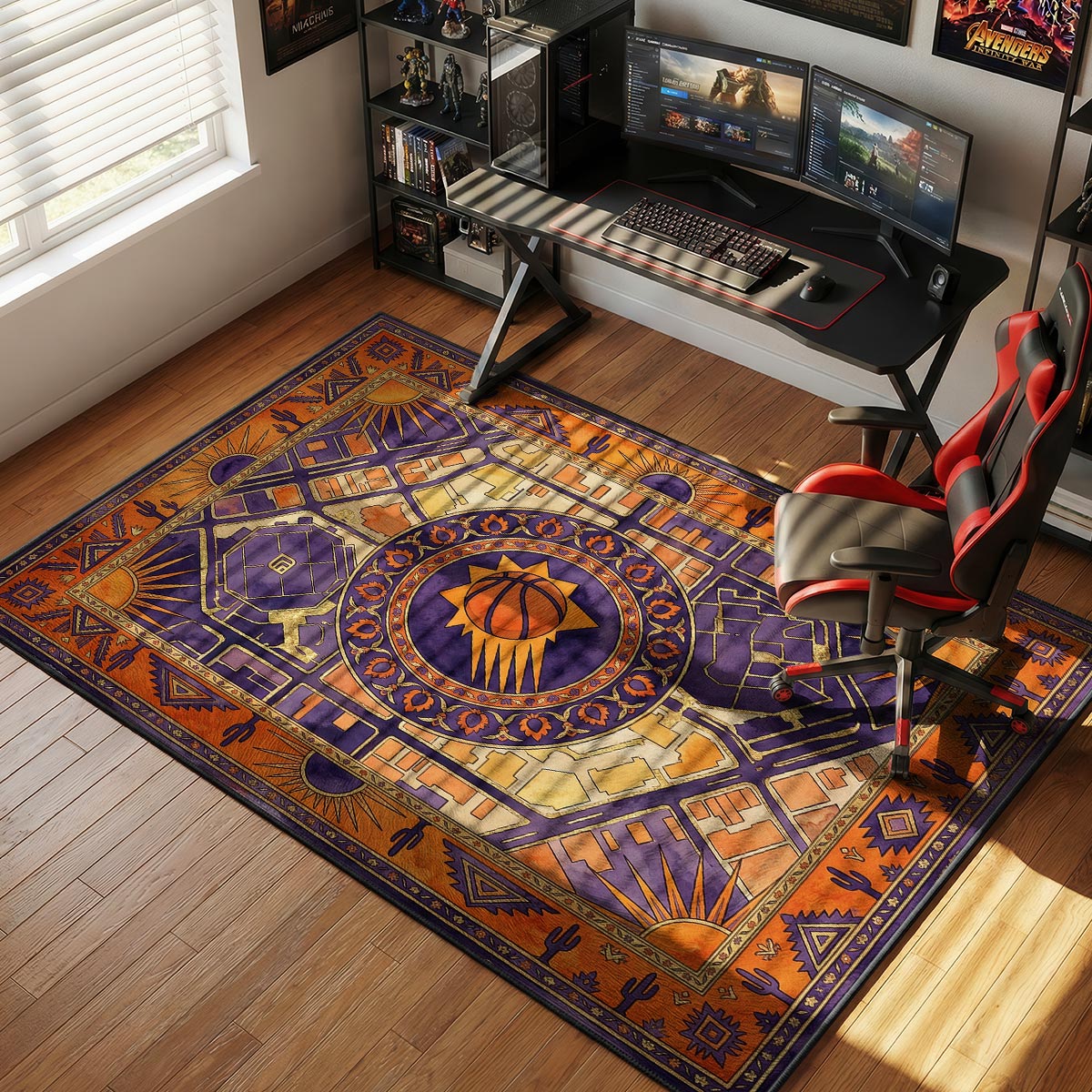 Phoenix Suns Map Basketball Floor rug — main product view