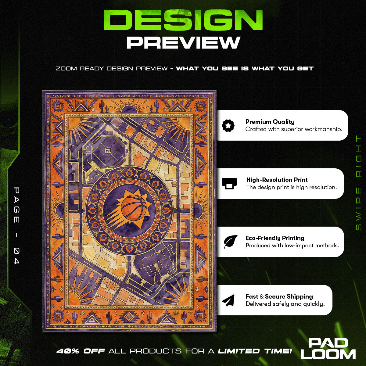 Floor character design printed on rug