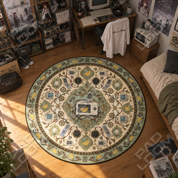 Phone Microwave Banana Steins Gate round rug on a bedroom floor - Steins Gate chair mat