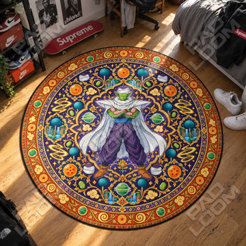 Piccolo Medallion Dragon Ball round rug on a bedroom floor - Dragon Ball chair mat