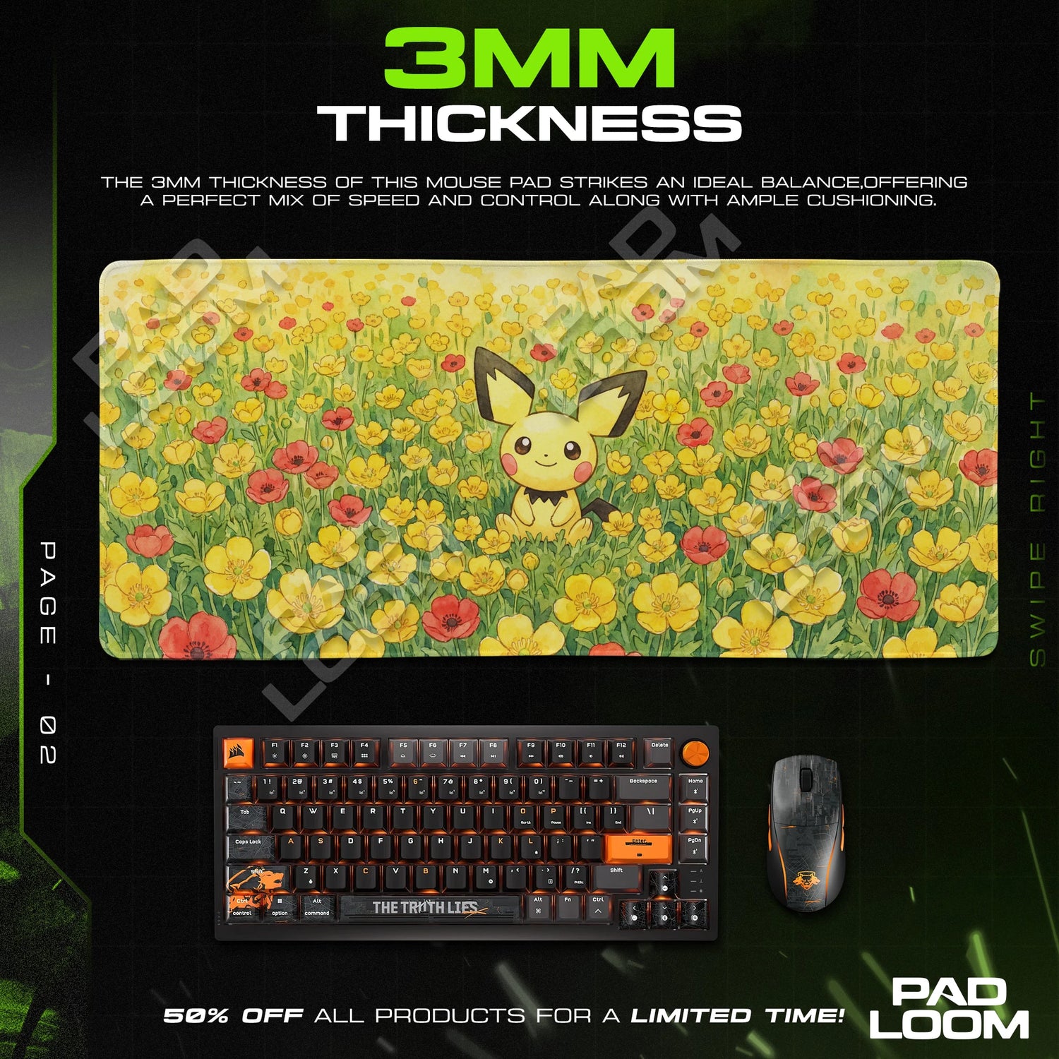 Pichu Buttercup Bloom Mouse Pad - Pokémon Desk Mat