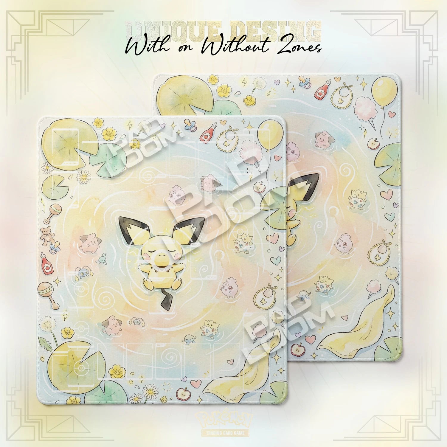 Pichu Sparkle Playmat - 2 Player Pokemon TCG Mat