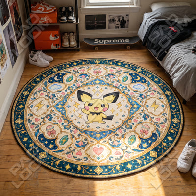 Pichu Waving Round Rug - Pokemon Chair Mat