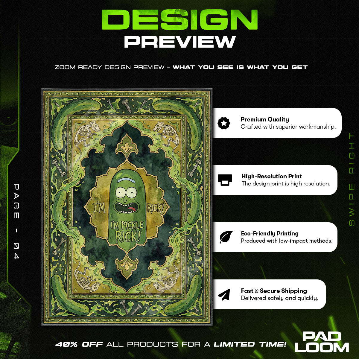 Pickle Rick Rick Morty Cartoon Area rug — main product view
