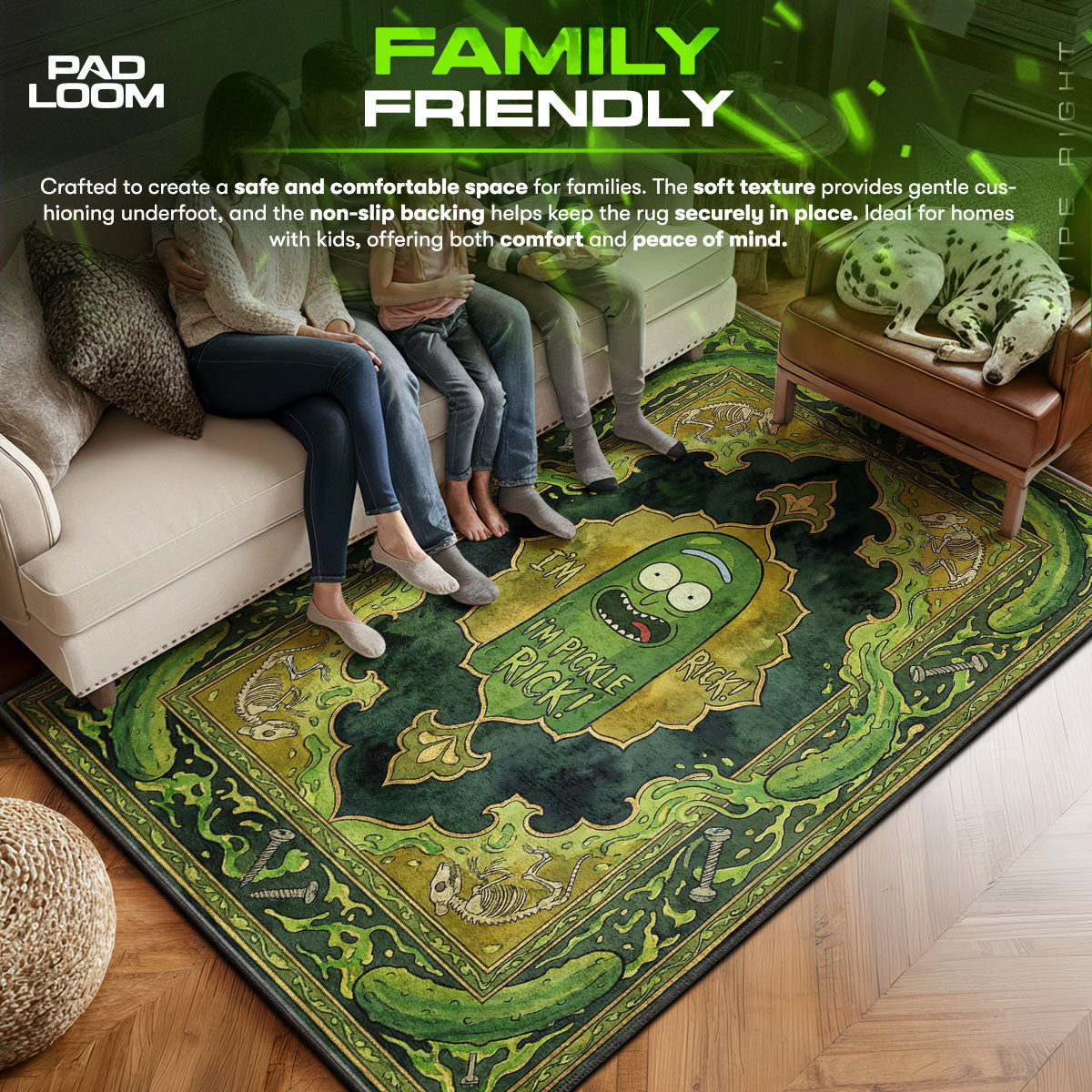 Area character design printed on rug