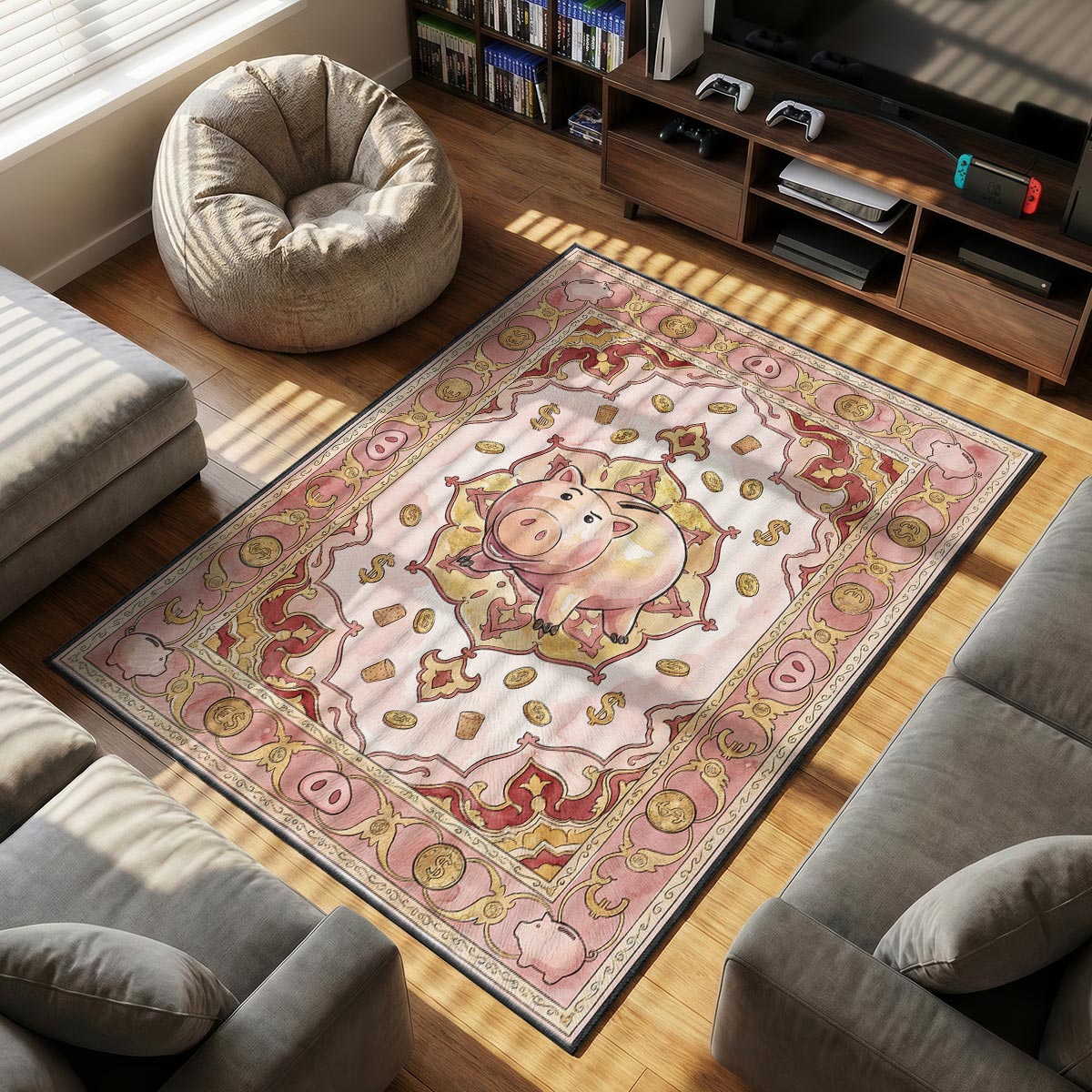 Piggy Bank Coins Rug - Kids Floor Mat
