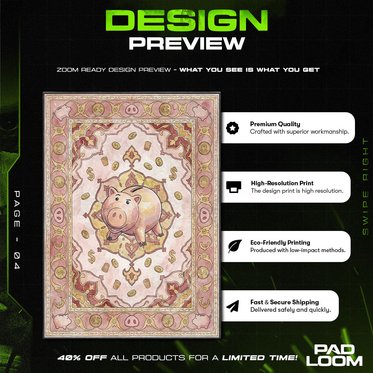 Piggy Bank Coins Rug - Kids Floor Mat