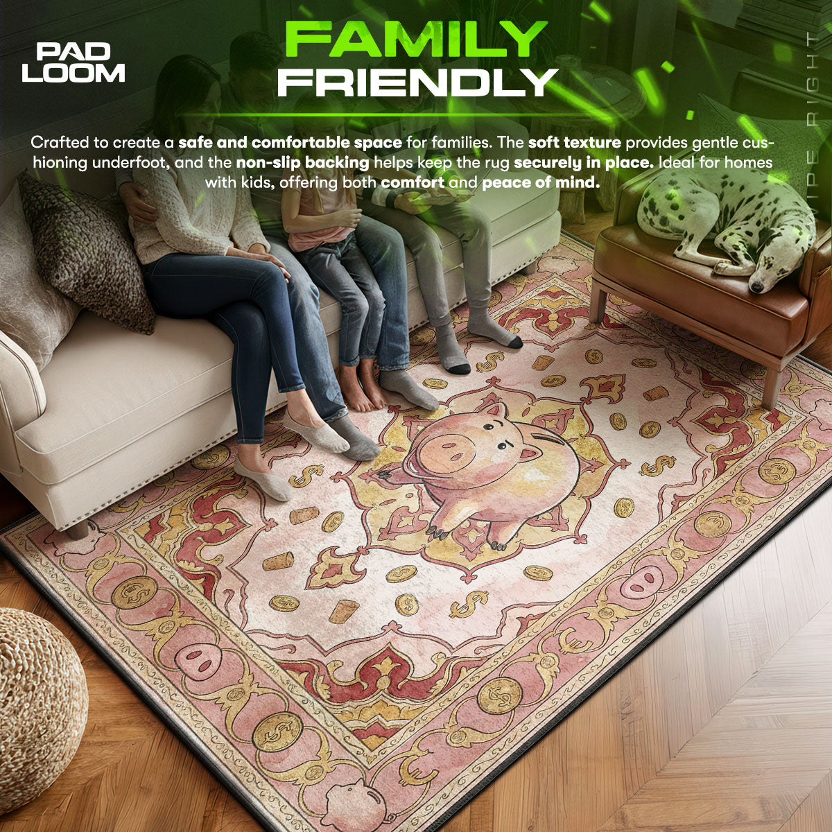 Piggy Bank Coins Rug - Kids Floor Mat