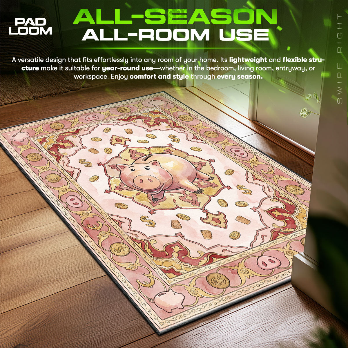 Piggy Bank Coins Rug - Kids Floor Mat