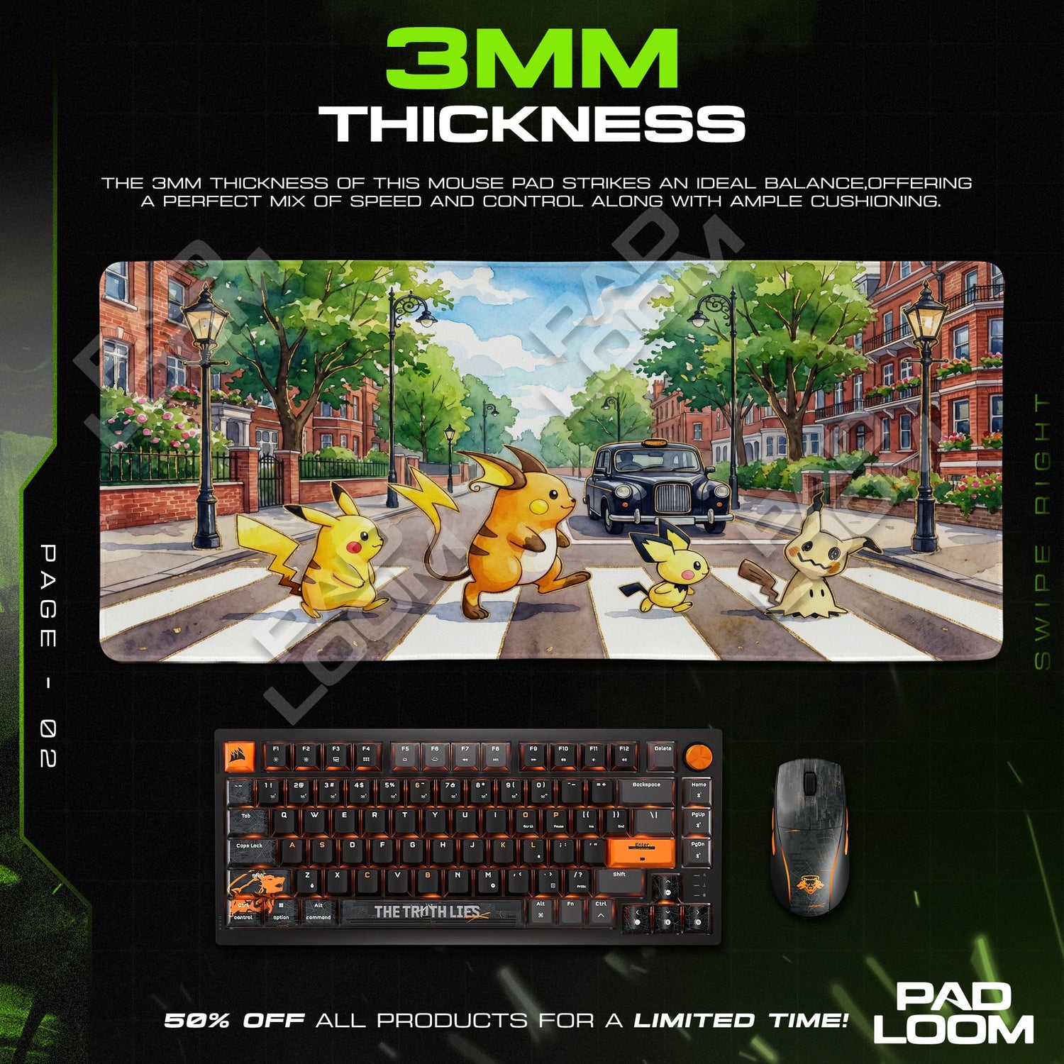 Pikachu Abbey Road Mouse Pad - Pokemon Desk Mat