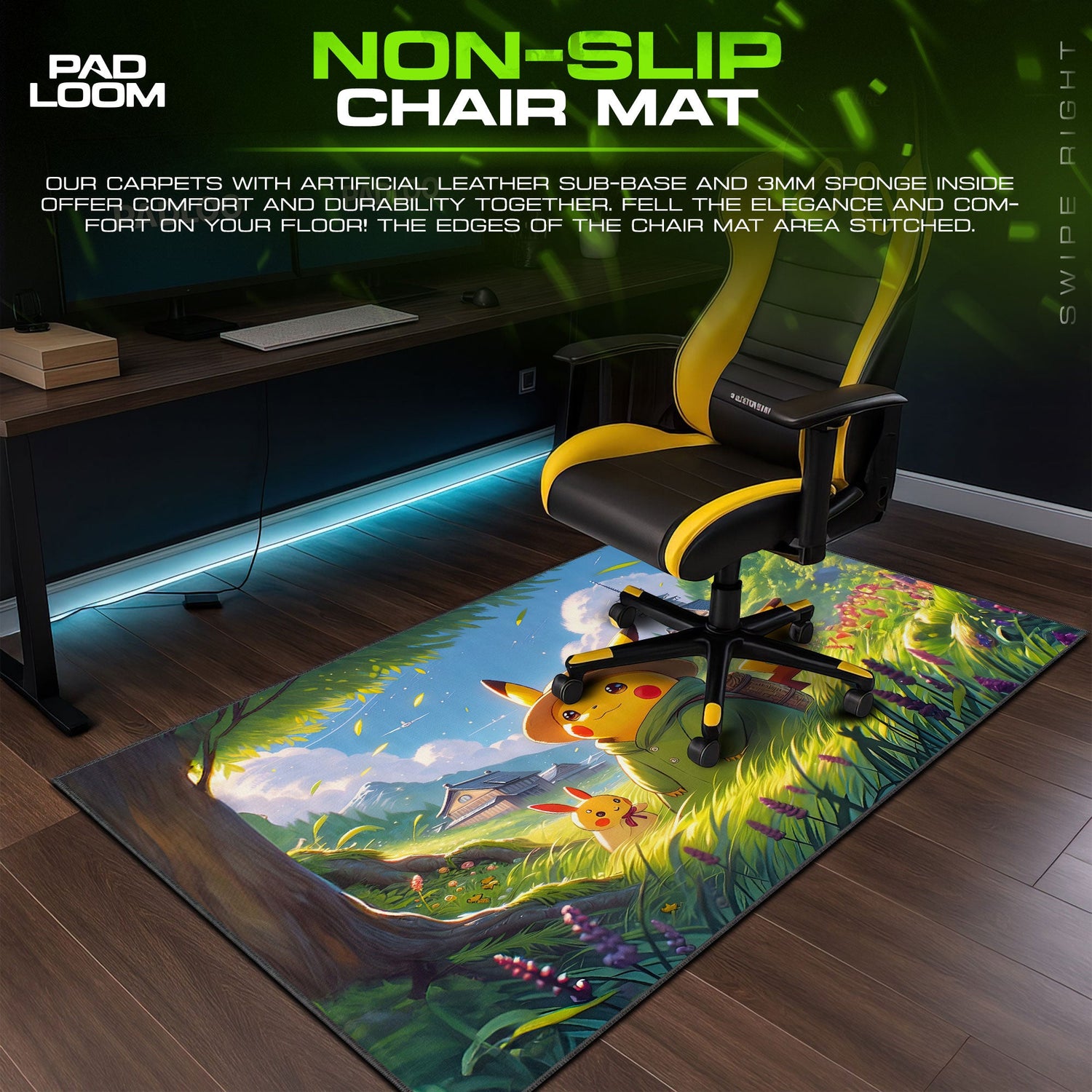 Pikachu Adventure Mouse Pad, Pokémon Gaming Desk Mat Padloom