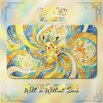 Pikachu Cosmic Pokemon TCG playmat, 24x14 in mat design