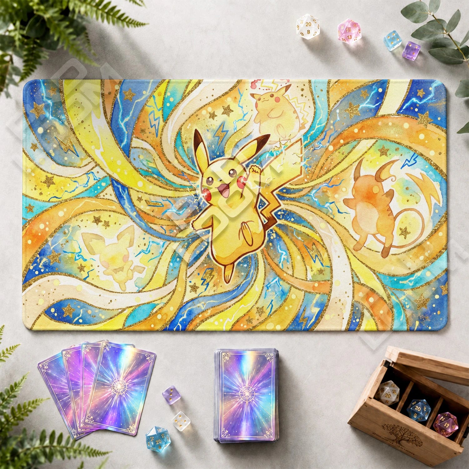 Pikachu Cosmic Playmat - Pokemon TCG Mat - view 2