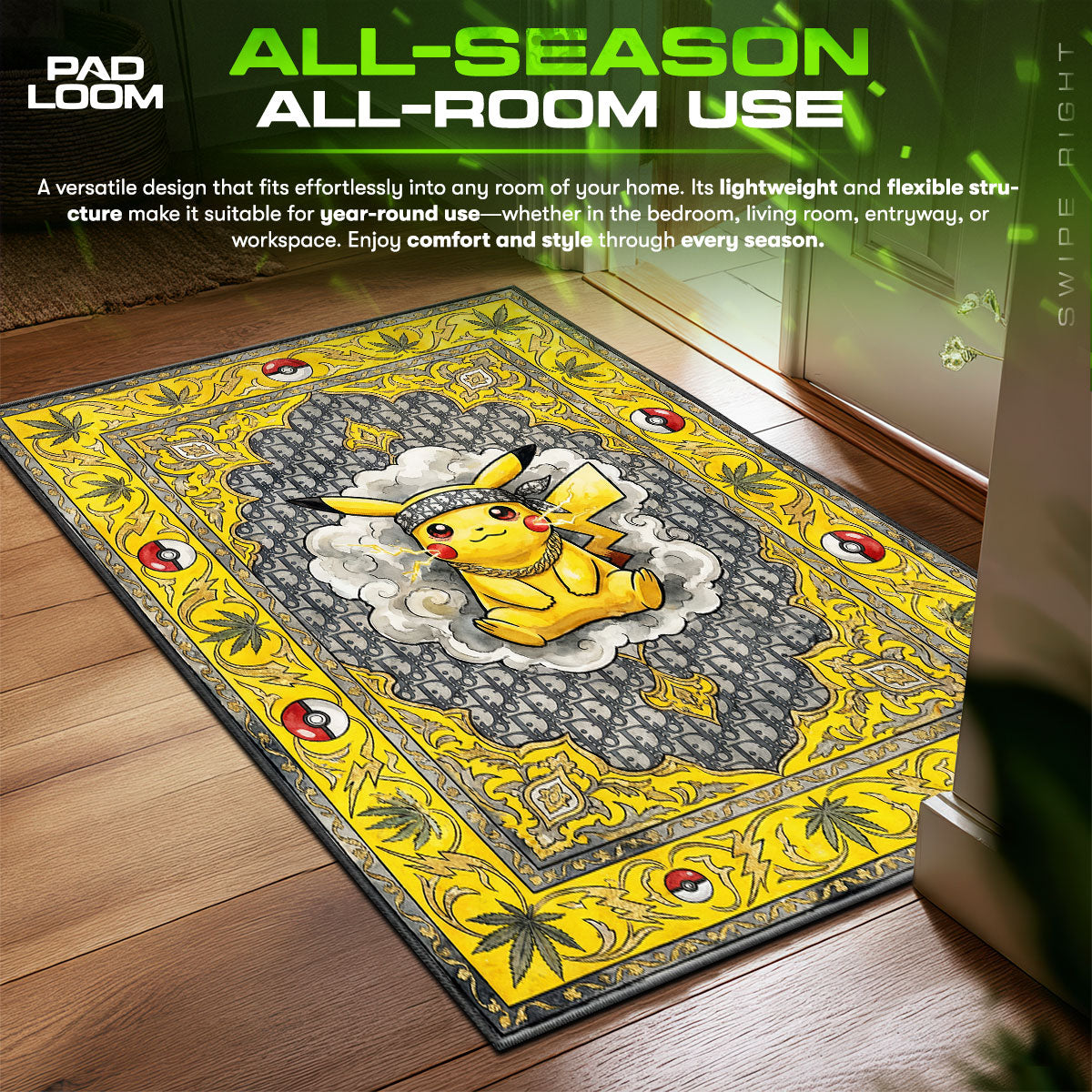 Electric Monogram Hypebeast Floor Decor fan rug — premium quality print