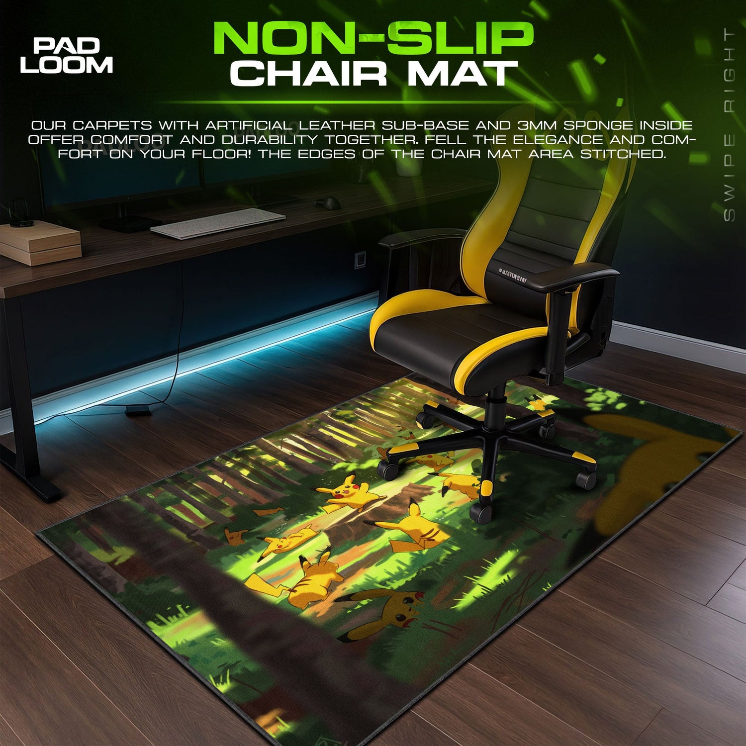Pikachu Forest Gathering Mouse Pad, Pokemon Game Desk Mat Padloom