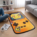 Pikachu Gameboy shaped area rug, die-cut anime rug
