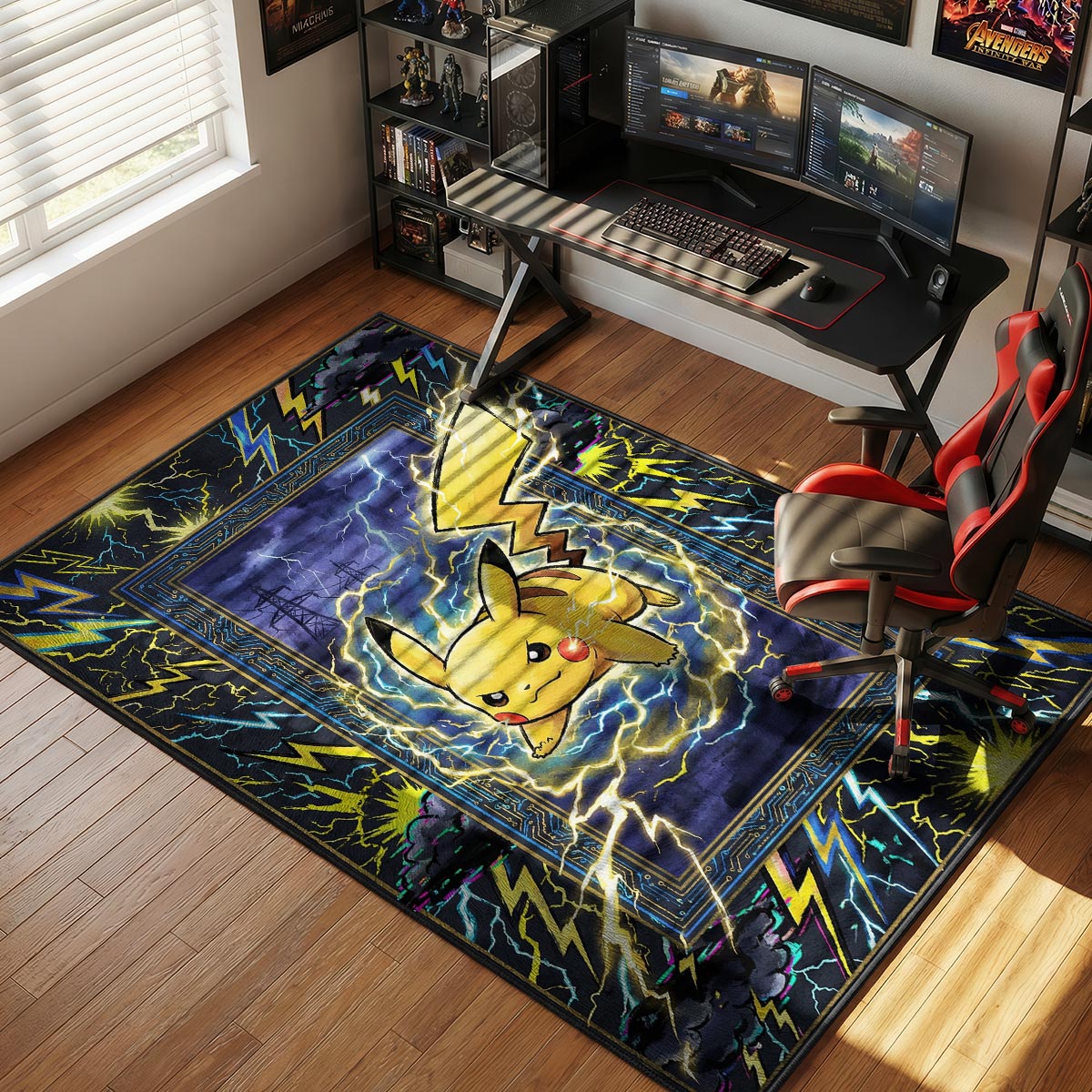 Pikachu High themed area rug for home decor fans