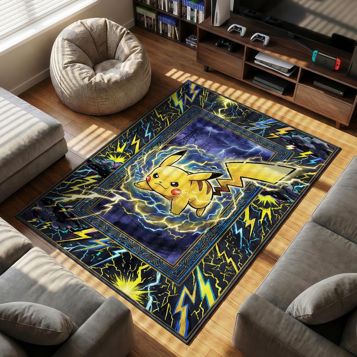 Chair character design printed on rug