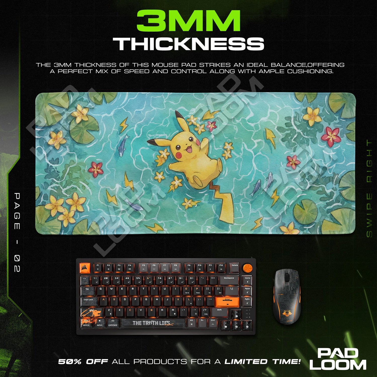 Pikachu Lily Pond Mouse Pad - Pokemon Desk Mat