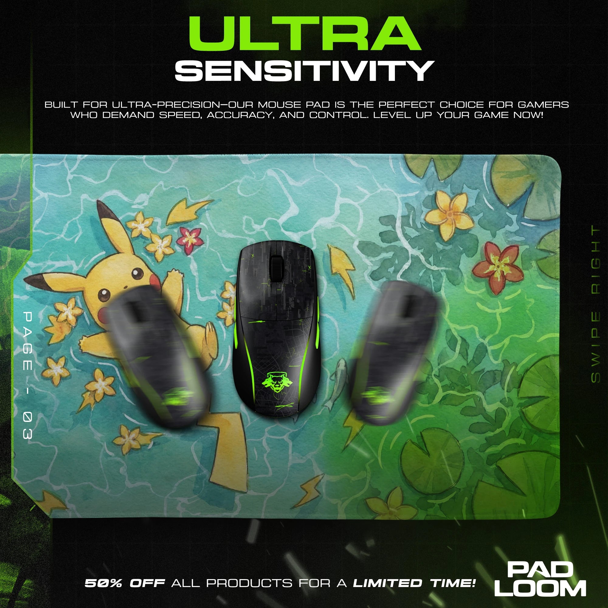 Pikachu Lily Pond Mouse Pad - Pokemon Desk Mat