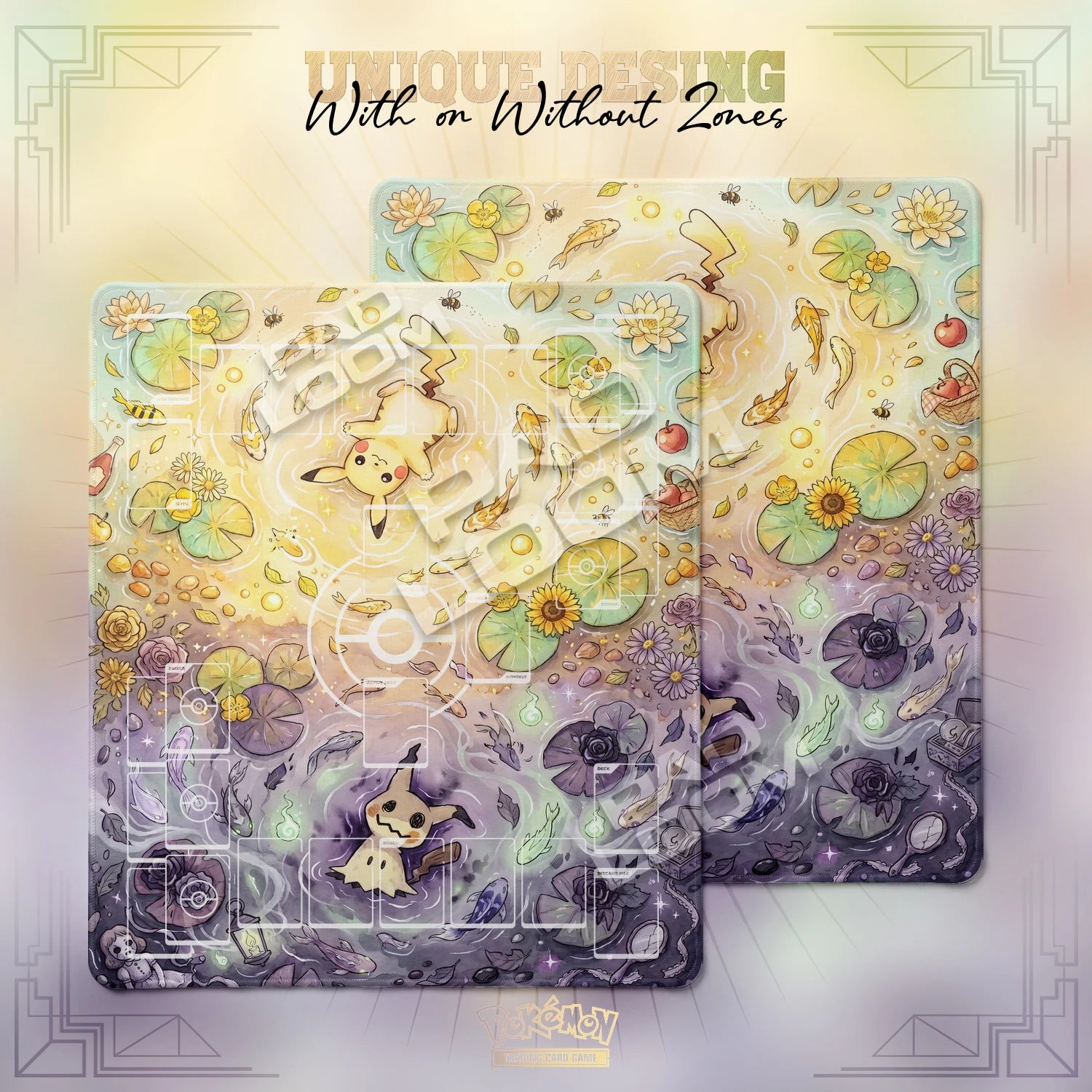 Pikachu Mimikyu Playmat - 2 Player Pokemon TCG Mat