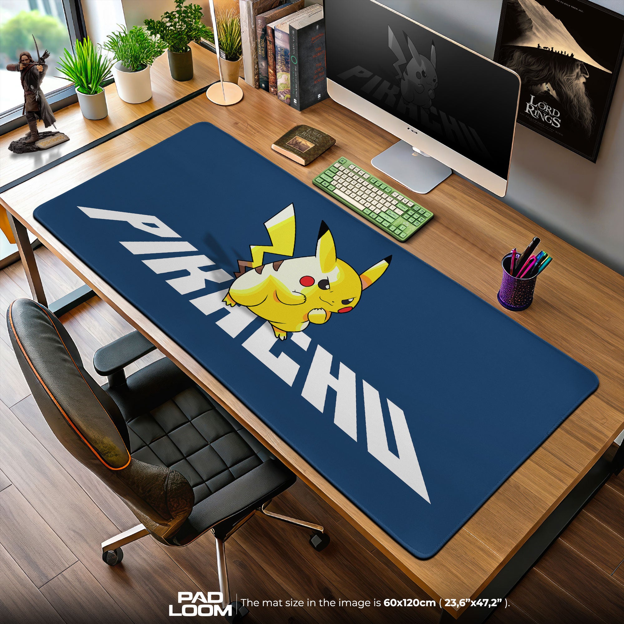 Pikachu Mouse Pad, Bold Pokémon Logo Gamer Desk Mat