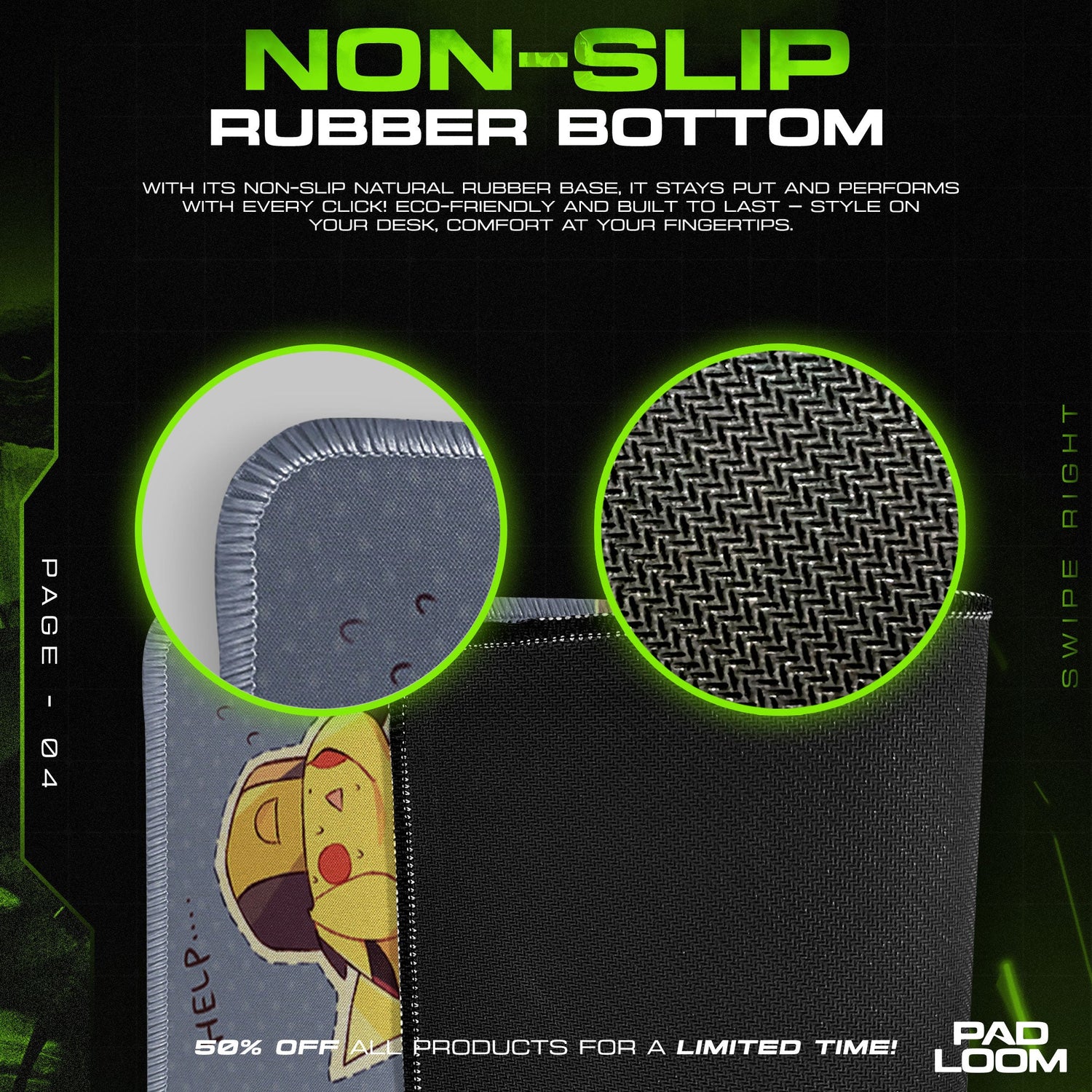 Pikachu Mouse Pad, Expressions Pokémon Gamer Desk Mat Padloom