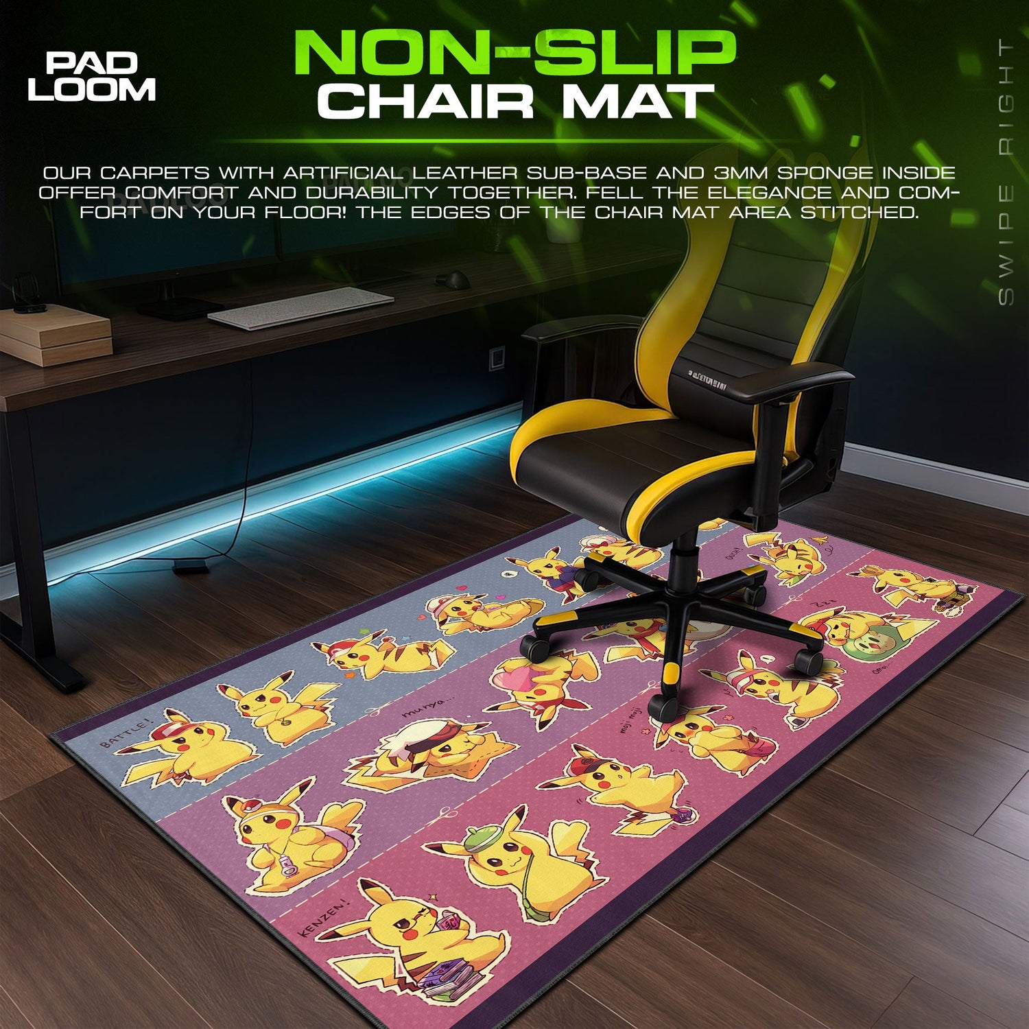 Pikachu Mouse Pad, Expressions Pokémon Gamer Desk Mat Padloom