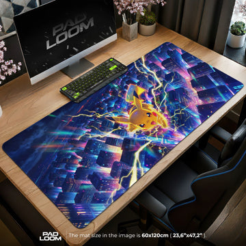 Pikachu Neon City Bolt Mouse Pad - Pokemon Desk Mat