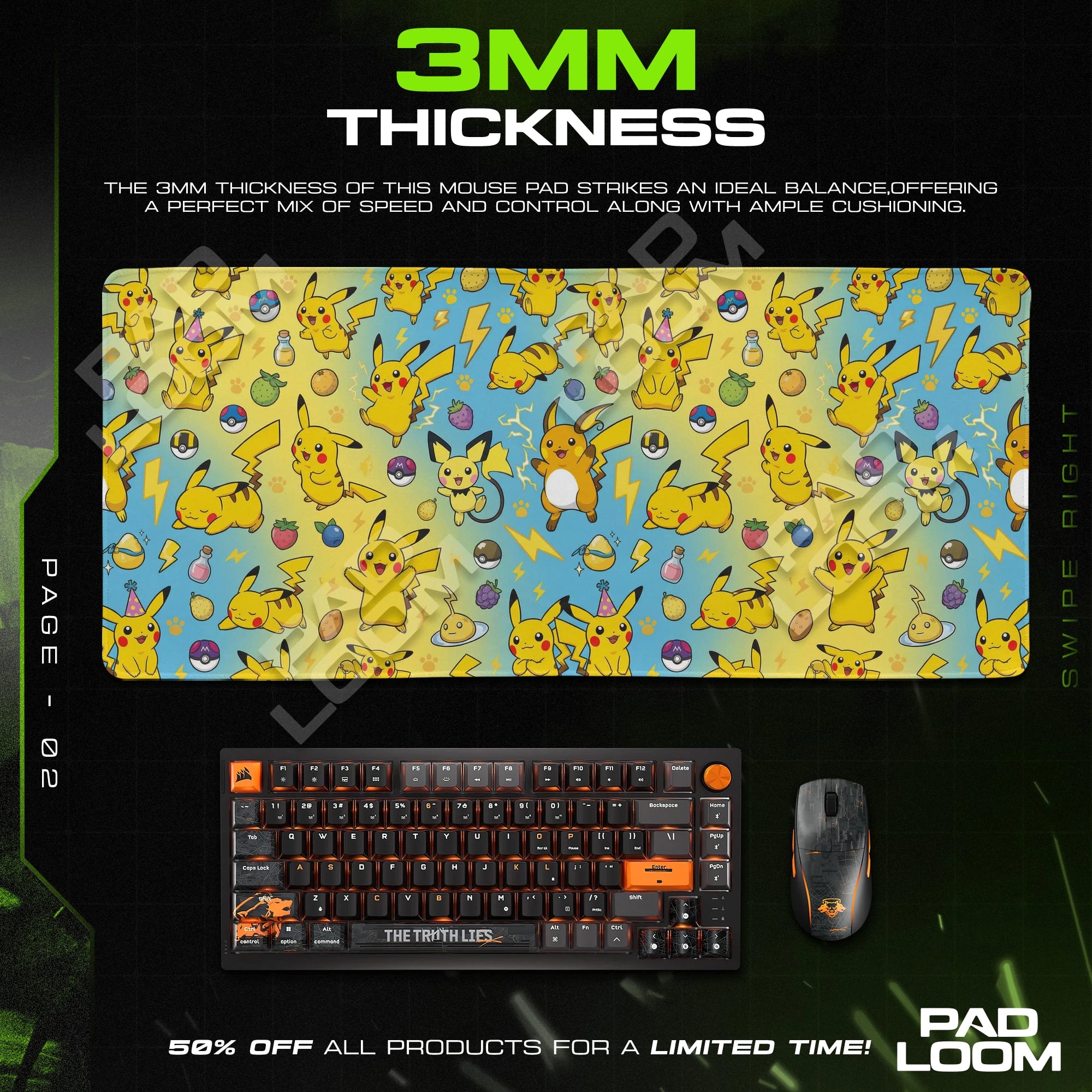 Pikachu Party Pattern Mouse Pad - Pokemon Desk Mat