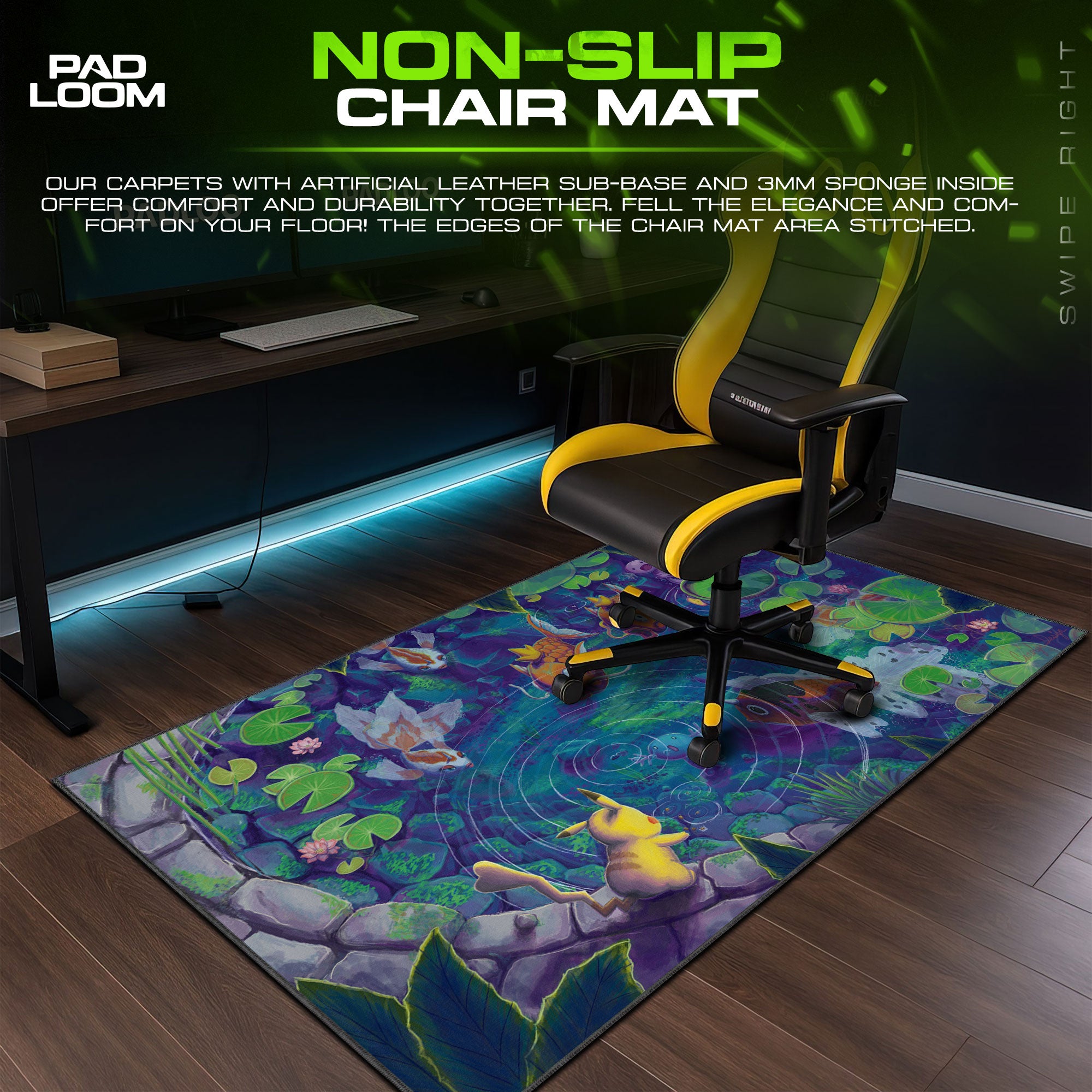 Pikachu Pond Mouse Pad, Koi Garden Pokémon Gaming Desk Mat