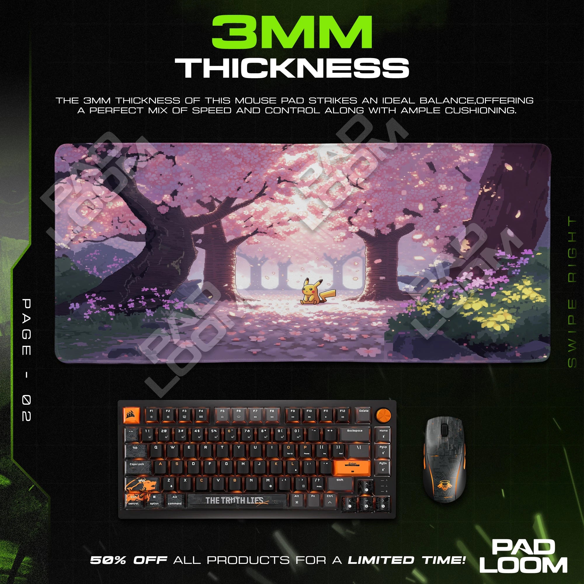 Pikachu Sakura Pixel Mouse Pad - Pokémon Desk Mat