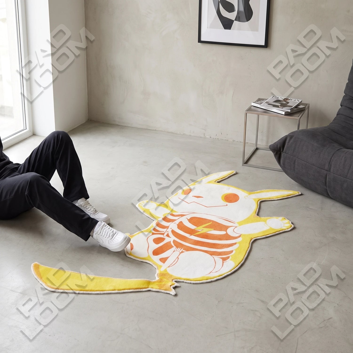 Pikachu Skeleton Rug - Shaped Anime Area Rug